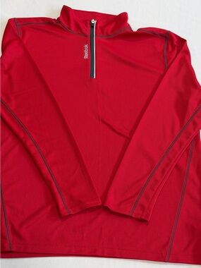 Reebok Shirt Men's XL Red Long Sleeve 1/4 Zip Up High Neck Pullover NEW